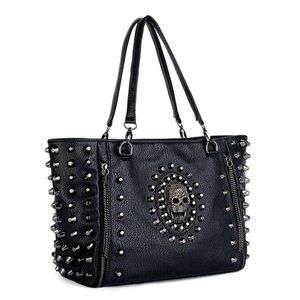 Skull Tote Bag PU Washed Leather NEW